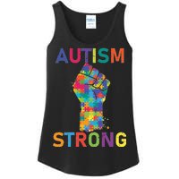 Autism Strong Retro Fist Autism Awareness Ladies Essential Tank