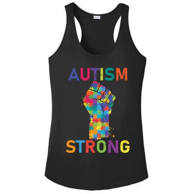 Autism Strong Retro Fist Autism Awareness Ladies PosiCharge Competitor Racerback Tank