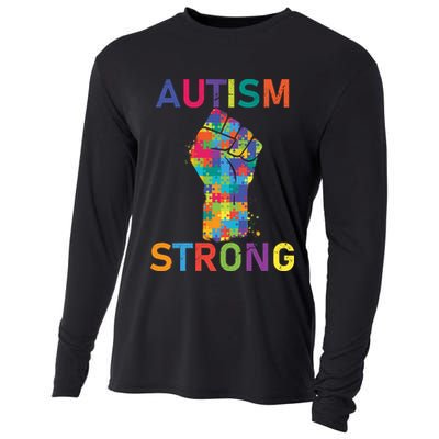 Autism Strong Retro Fist Autism Awareness Cooling Performance Long Sleeve Crew