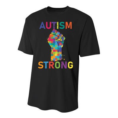 Autism Strong Retro Fist Autism Awareness Youth Performance Sprint T-Shirt