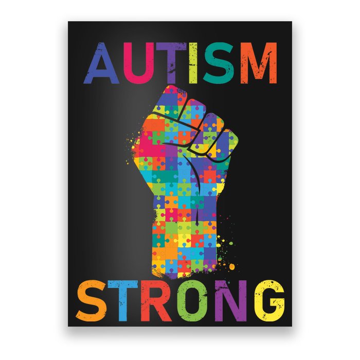 Autism Strong Retro Fist Autism Awareness Poster