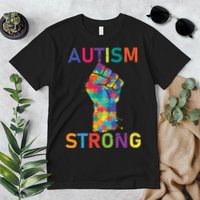 Autism Strong Retro Fist Autism Awareness Premium T-Shirt