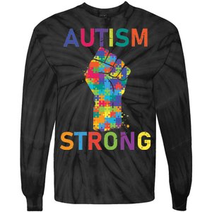 Autism Strong Retro Fist Autism Awareness Tie-Dye Long Sleeve Shirt