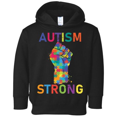 Autism Strong Retro Fist Autism Awareness Toddler Hoodie