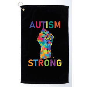 Autism Strong Retro Fist Autism Awareness Platinum Collection Golf Towel