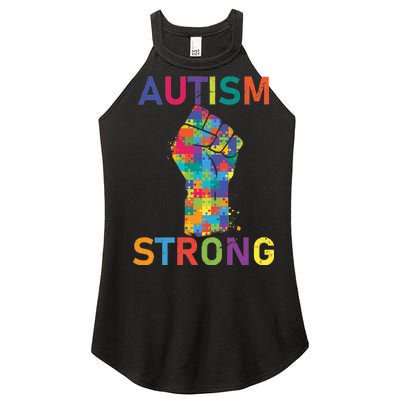 Autism Strong Retro Fist Autism Awareness Women’s Perfect Tri Rocker Tank