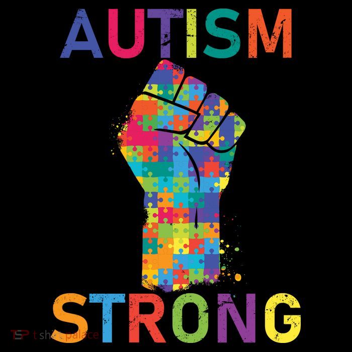 Autism Strong Retro Fist Autism Awareness Womens T-Shirt
