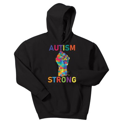 Autism Strong Retro Fist Autism Awareness Kids Hoodie