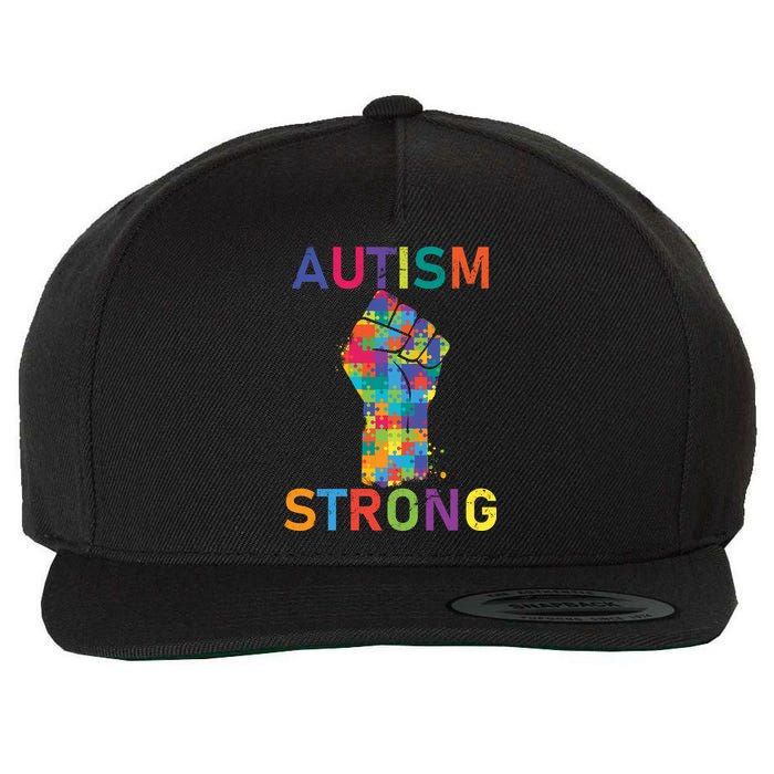 Autism Strong Retro Fist Autism Awareness Wool Snapback Cap