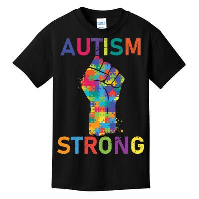 Autism Strong Retro Fist Autism Awareness Kids T-Shirt