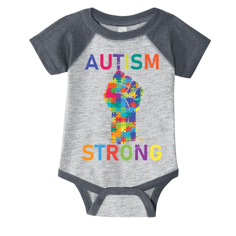 Autism Strong Retro Fist Autism Awareness Infant Baby Jersey Bodysuit