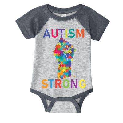 Autism Strong Retro Fist Autism Awareness Infant Baby Jersey Bodysuit