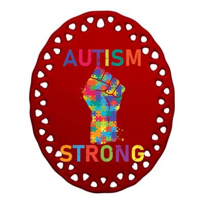 Autism Strong Retro Fist Autism Awareness Ceramic Oval Ornament