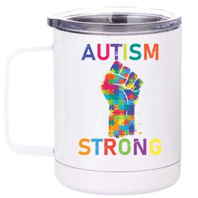 Autism Strong Retro Fist Autism Awareness 12 oz Stainless Steel Tumbler Cup