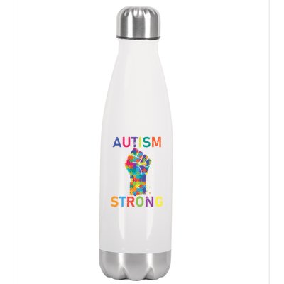 Autism Strong Retro Fist Autism Awareness Stainless Steel Insulated Water Bottle