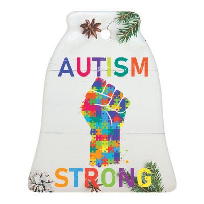 Autism Strong Retro Fist Autism Awareness Ceramic Bell Ornament