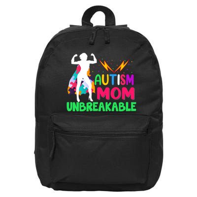 Autism Super Mom Unbreakable 16 in Basic Backpack