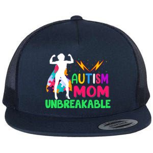 Autism Super Mom Unbreakable Flat Bill Trucker Hat