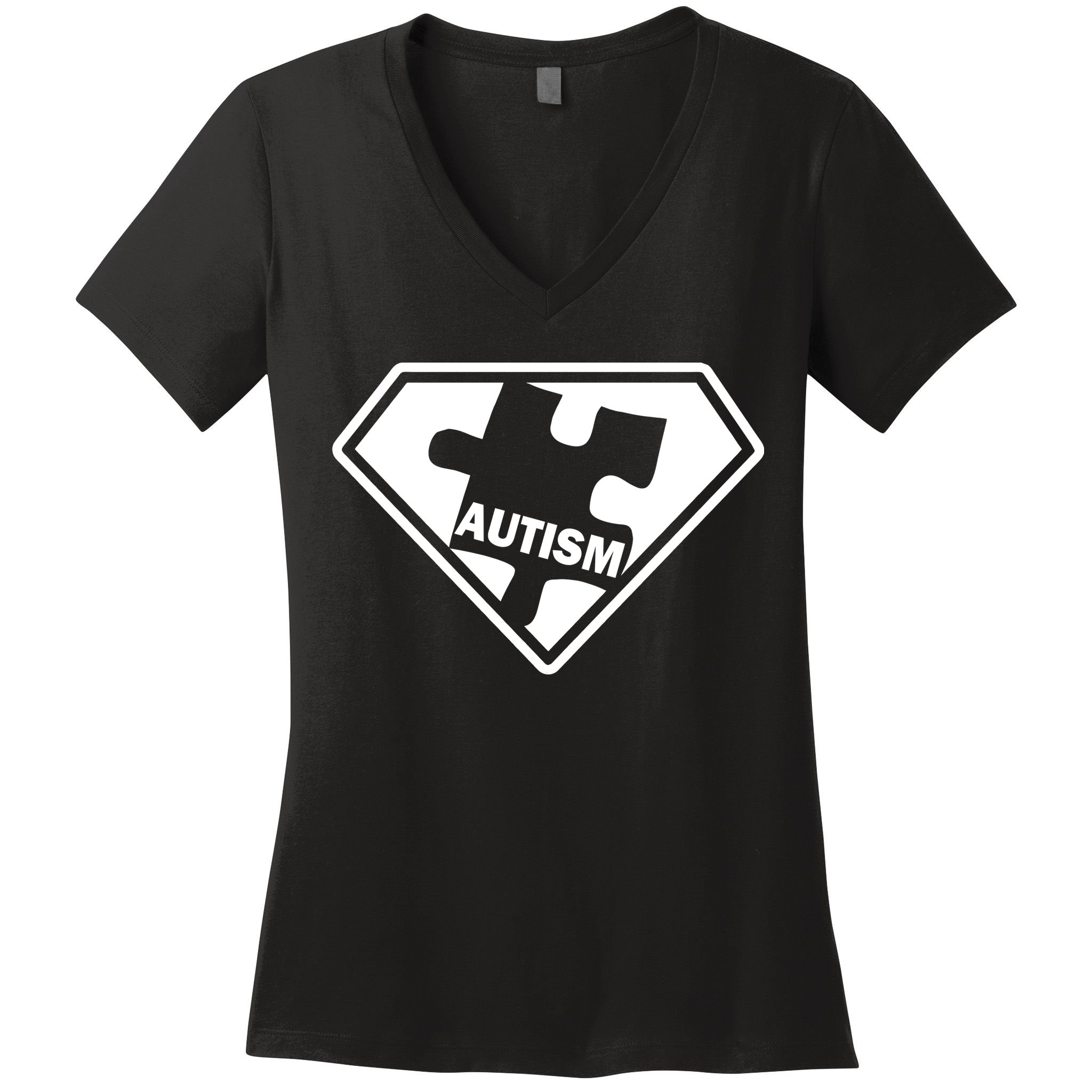 Autism Super Power Logo Women's V-Neck T-Shirt