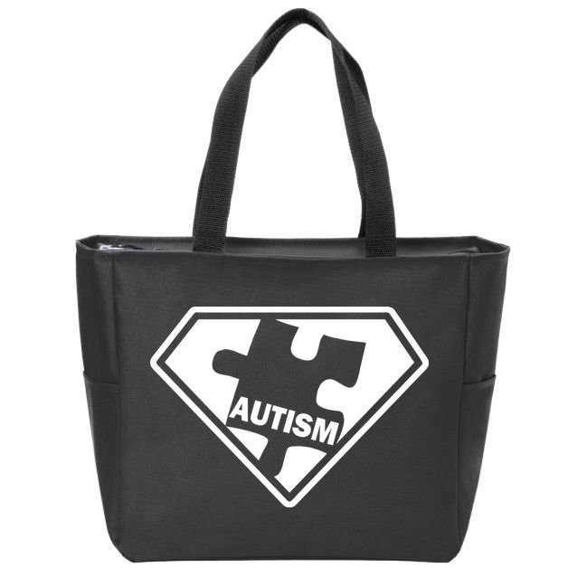 Autism Super Power Logo Zip Tote Bag