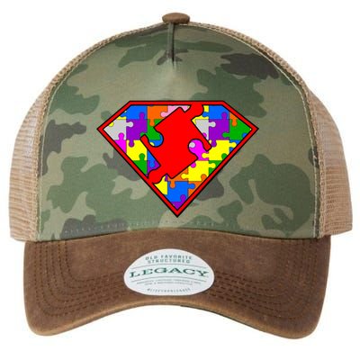 Autism Superhero Puzzle Crest Legacy Tie Dye Trucker Hat