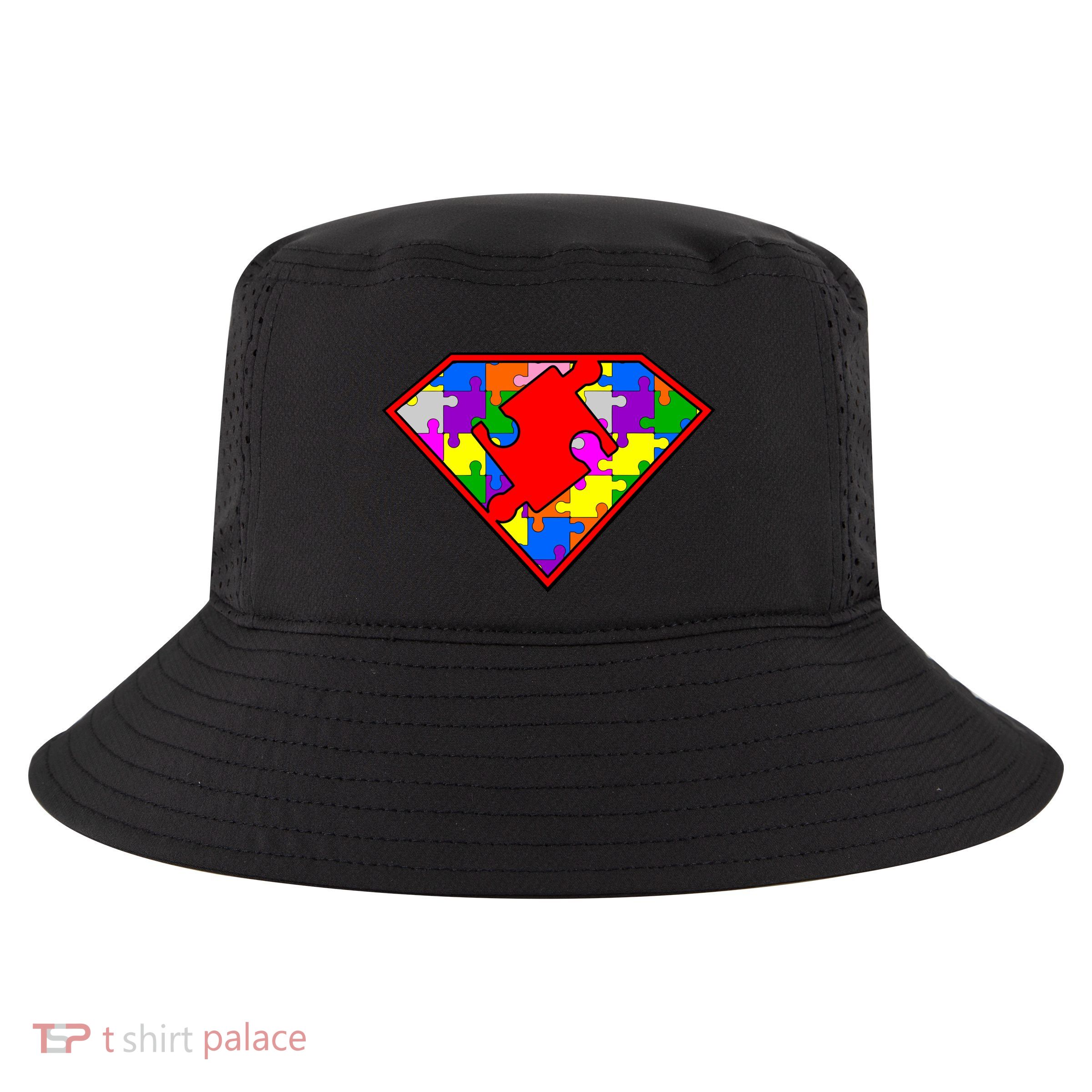Autism Superhero Puzzle Crest Cool Comfort Performance Bucket Hat