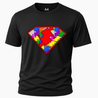 Autism Superhero Puzzle Crest Cooling Performance Crew T-Shirt