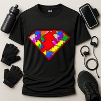 Autism Superhero Puzzle Crest Cooling Performance Crew T-Shirt