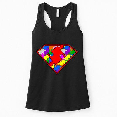 Autism Superhero Puzzle Crest Womens Tank Top