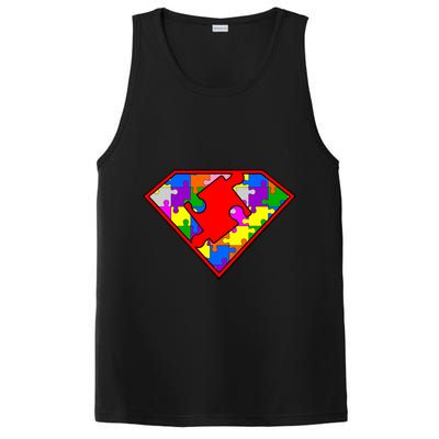 Autism Superhero Puzzle Crest PosiCharge Competitor Tank
