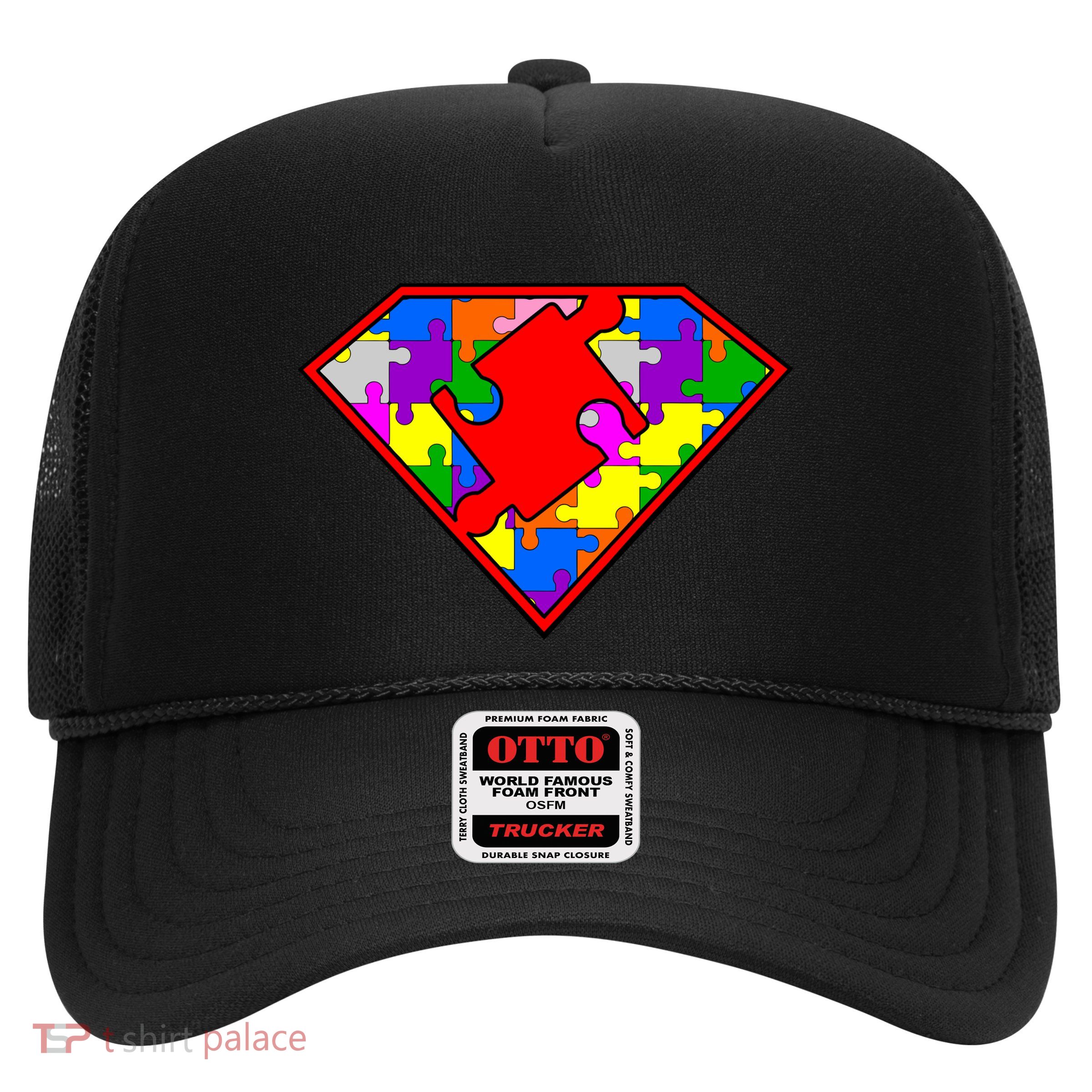 Autism Superhero Puzzle Crest Trucker Hat