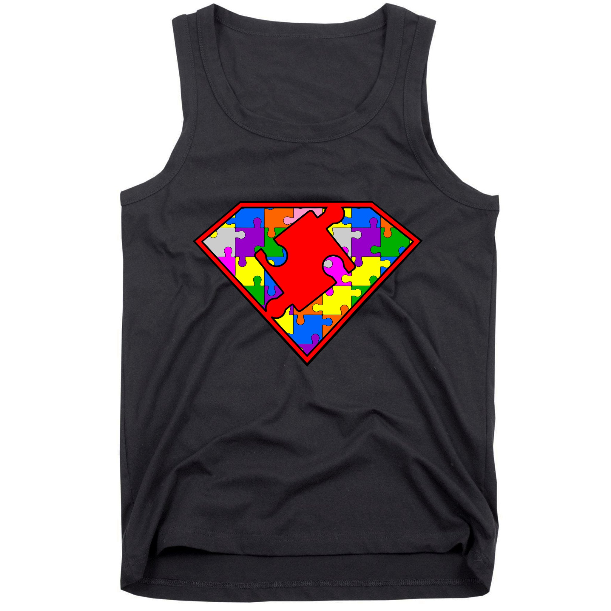 Autism Superhero Puzzle Crest Tank Top