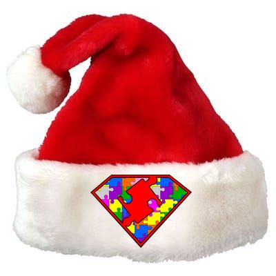 Autism Superhero Puzzle Crest Premium Christmas Santa Hat