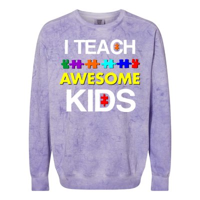 Autism Teacher I Teach Awesome Kids Colorblast Crewneck Sweatshirt