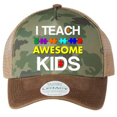 Autism Teacher I Teach Awesome Kids Legacy Tie Dye Trucker Hat