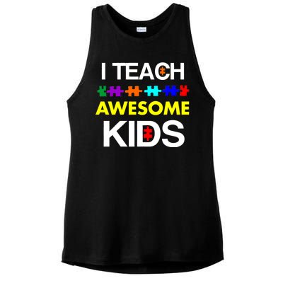 Autism Teacher I Teach Awesome Kids Ladies PosiCharge Tri-Blend Wicking Tank