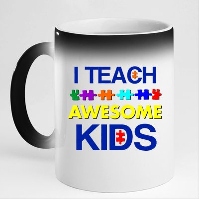 Autism Teacher I Teach Awesome Kids 11oz Black Color Changing Mug