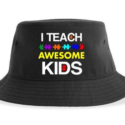 Autism Teacher I Teach Awesome Kids Sustainable Bucket Hat