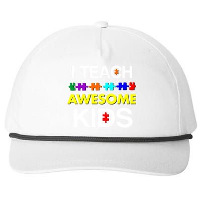 Autism Teacher I Teach Awesome Kids Snapback Five-Panel Rope Hat