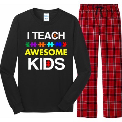 Autism Teacher I Teach Awesome Kids Long Sleeve Pajama Set