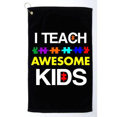 Autism Teacher I Teach Awesome Kids Platinum Collection Golf Towel