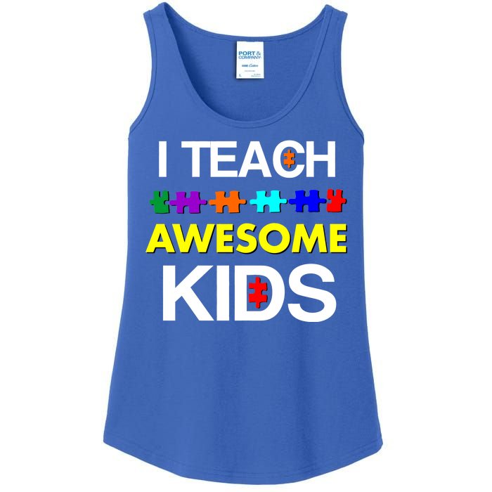 Autism Teacher I Teach Awesome Kids Ladies Essential Tank