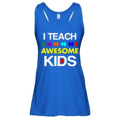 Autism Teacher I Teach Awesome Kids Ladies Essential Flowy Tank