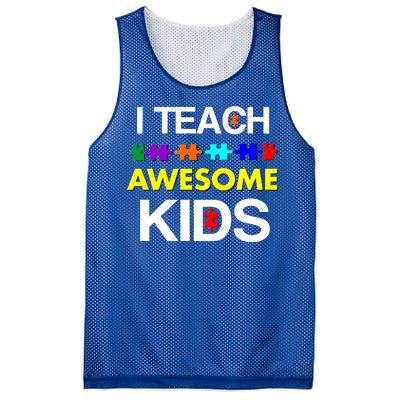 Autism Teacher I Teach Awesome Kids Mesh Reversible Basketball Jersey Tank