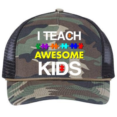 Autism Teacher I Teach Awesome Kids Retro Rope Trucker Hat Cap