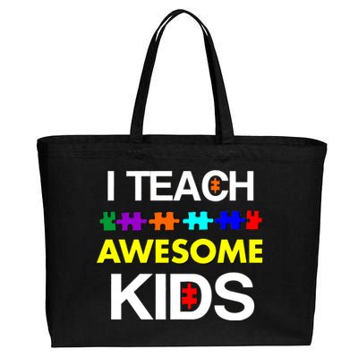 Autism Teacher I Teach Awesome Kids Cotton Canvas Jumbo Tote