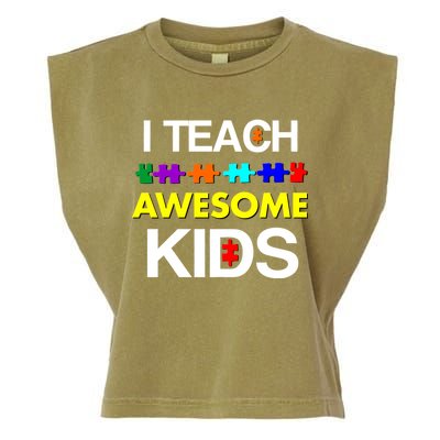 Autism Teacher I Teach Awesome Kids Garment-Dyed Women's Muscle Tee