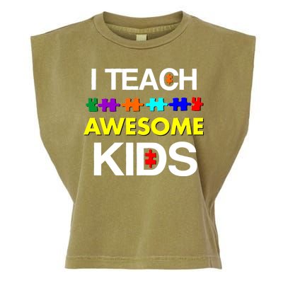 Autism Teacher I Teach Awesome Kids Garment-Dyed Women's Muscle Tee