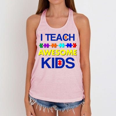 Autism Teacher I Teach Awesome Kids Women's Knotted Racerback Tank