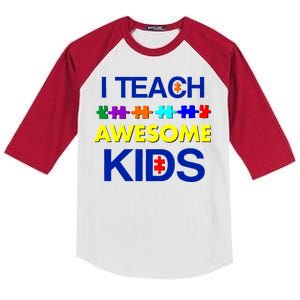 Autism Teacher I Teach Awesome Kids Kids Colorblock Raglan Jersey